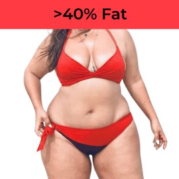 Larger lady in bikini +40% Body Fat
