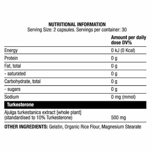ChaosCrew Turkesterone 60 caps Nutritional Information