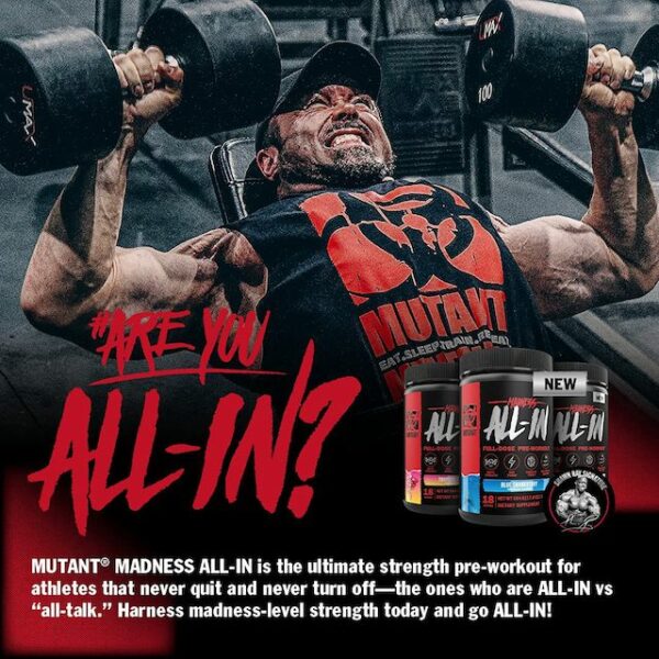Mutant Madness All-In Pre Workout Lift weights Build muscle