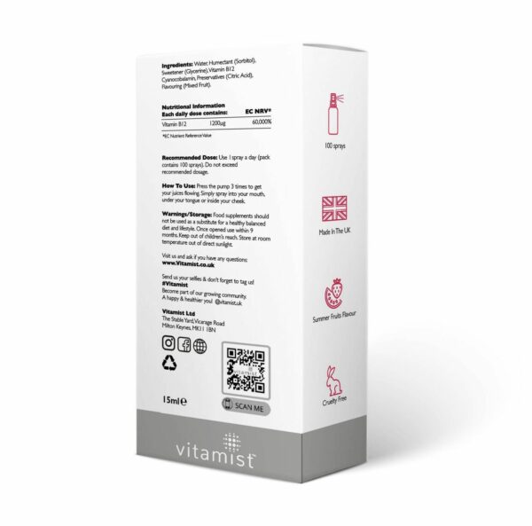 Vitamist B12 1200ug Rear Packaging