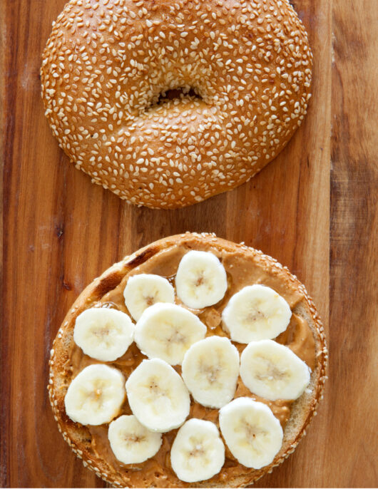 Peanut Butter, Chocolate and Banana Protein Bagel